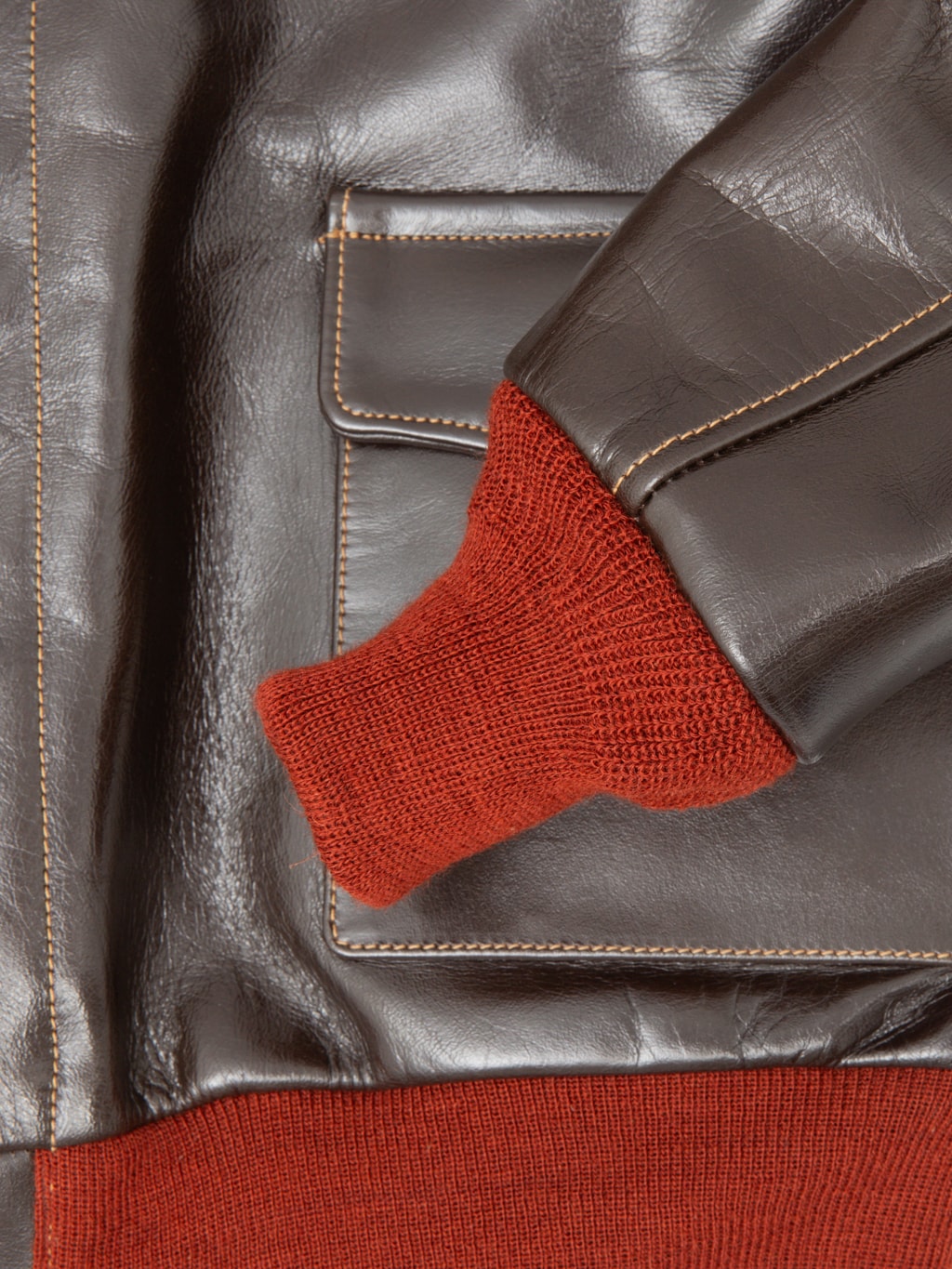 Buzz Ricksons BR80644 Type A2 Horsehide Leather Jacket cuff