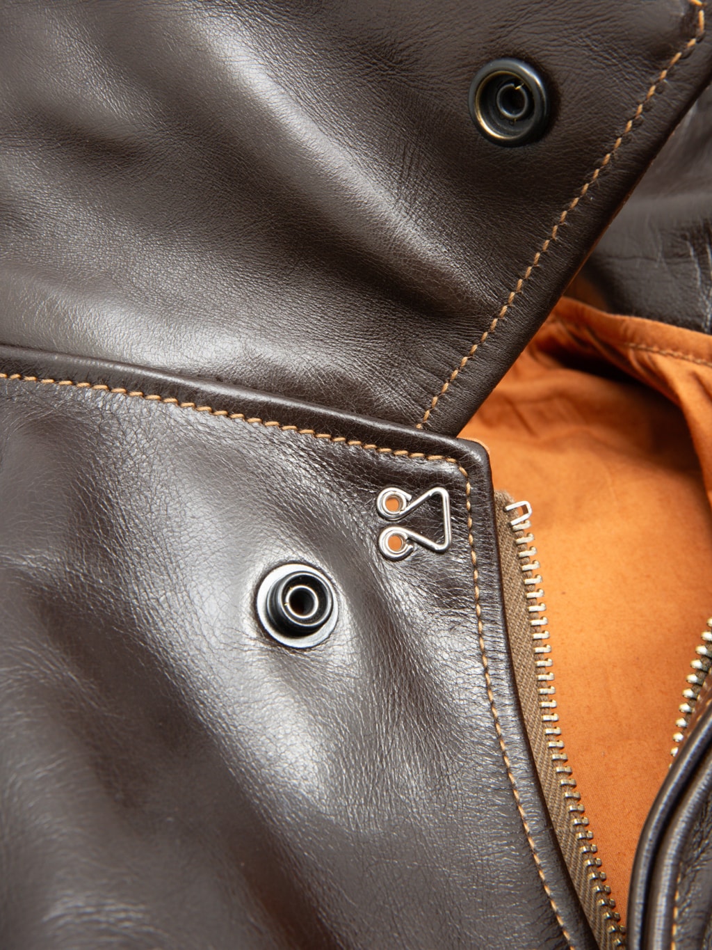 Buzz Ricksons BR80644 Type A2 Horsehide Leather Jacket closeup