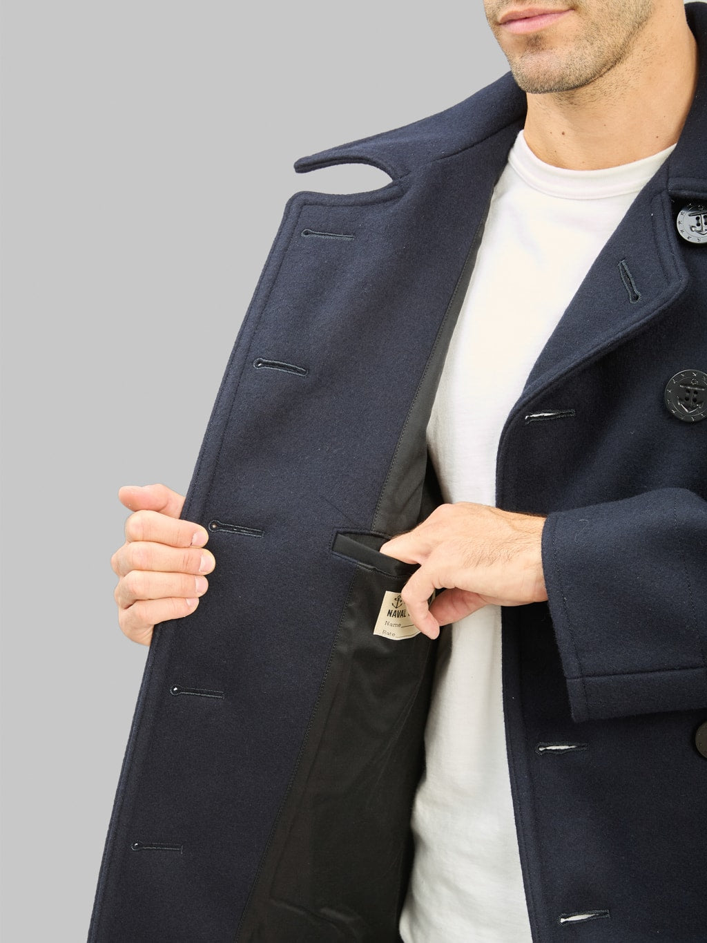 Buzz Ricksons BR11554 US Navy Pea Coat interior pocket