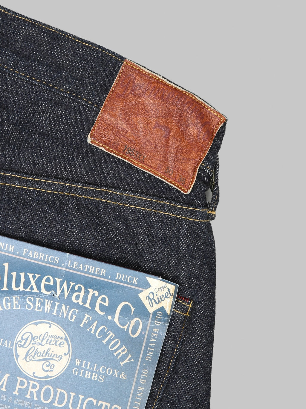 Deluxeware 1953XX Vintage Tapered Straight Jeans leather patch