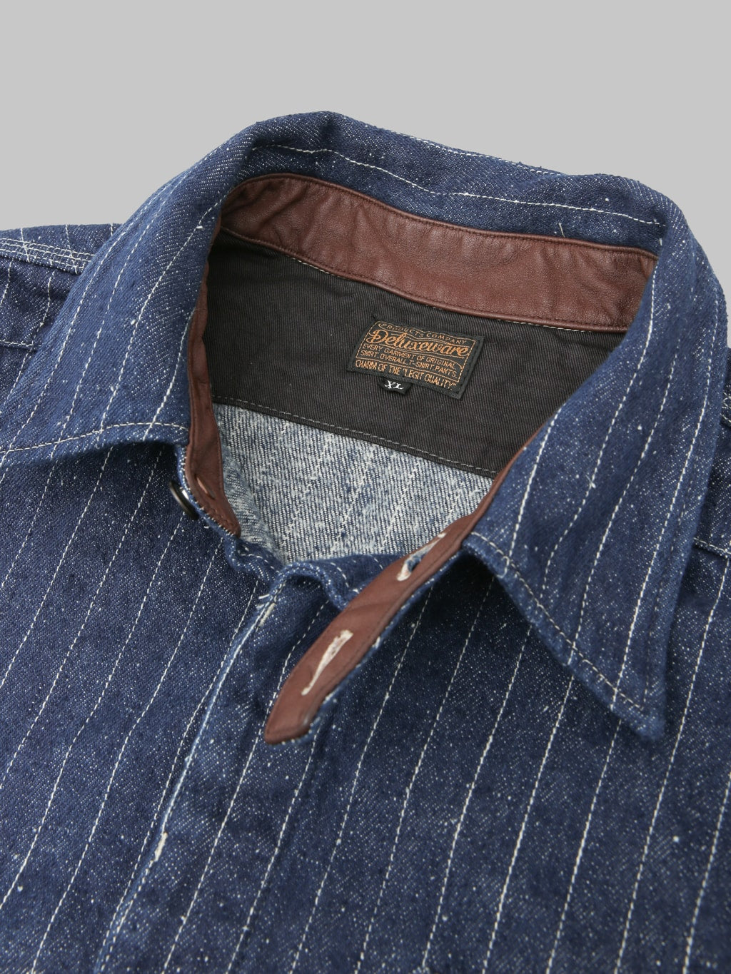 Deluxeware 7630A 20th Anniversary Wabash Indigo Denim Nel Shirt collar band
