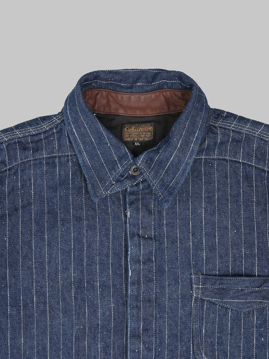Deluxeware 7630A 20th Anniversary Wabash Indigo Denim Nel Shirt collar