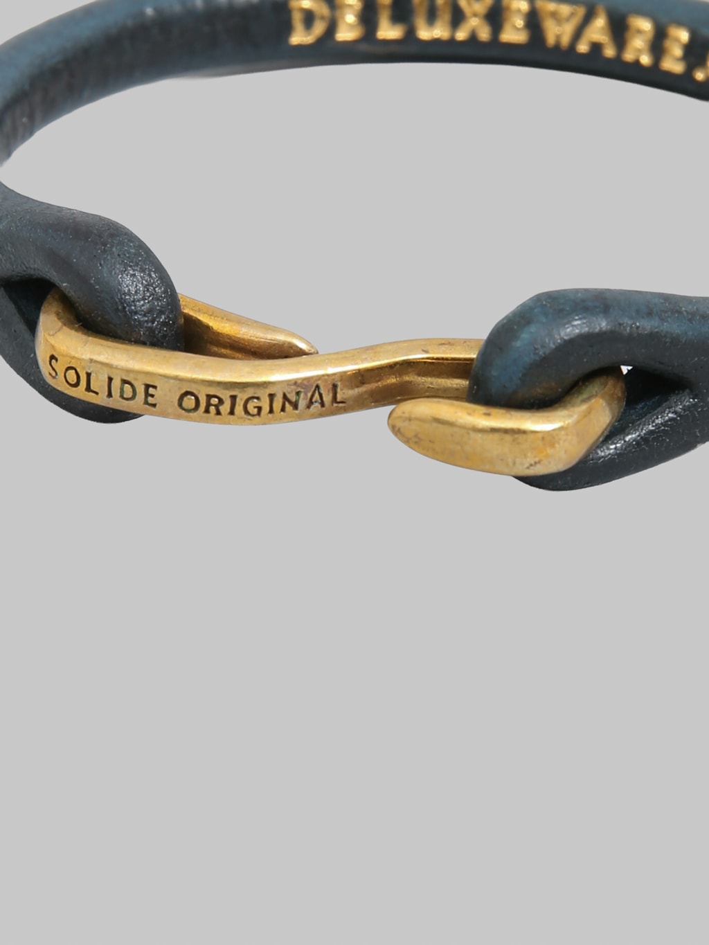 Deluxeware Leather Bracelet Navy Custom Made Brass Hook 