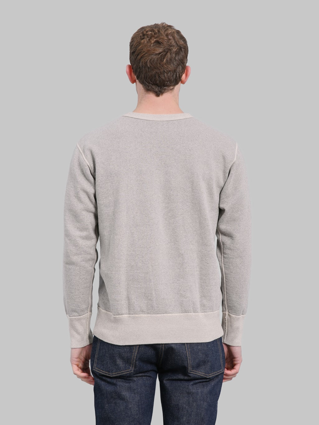 Deluxeware S101-00 Flat Seam Plain Sweatshirt Grey Beige