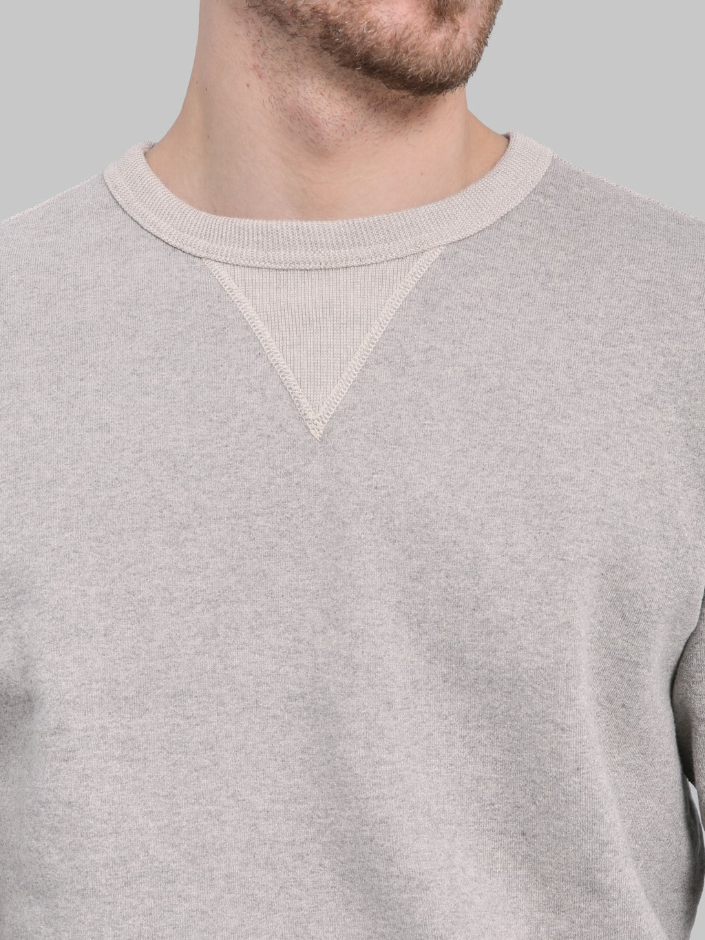 Deluxeware S101-00 Flat Seam Plain Sweatshirt Grey Beige