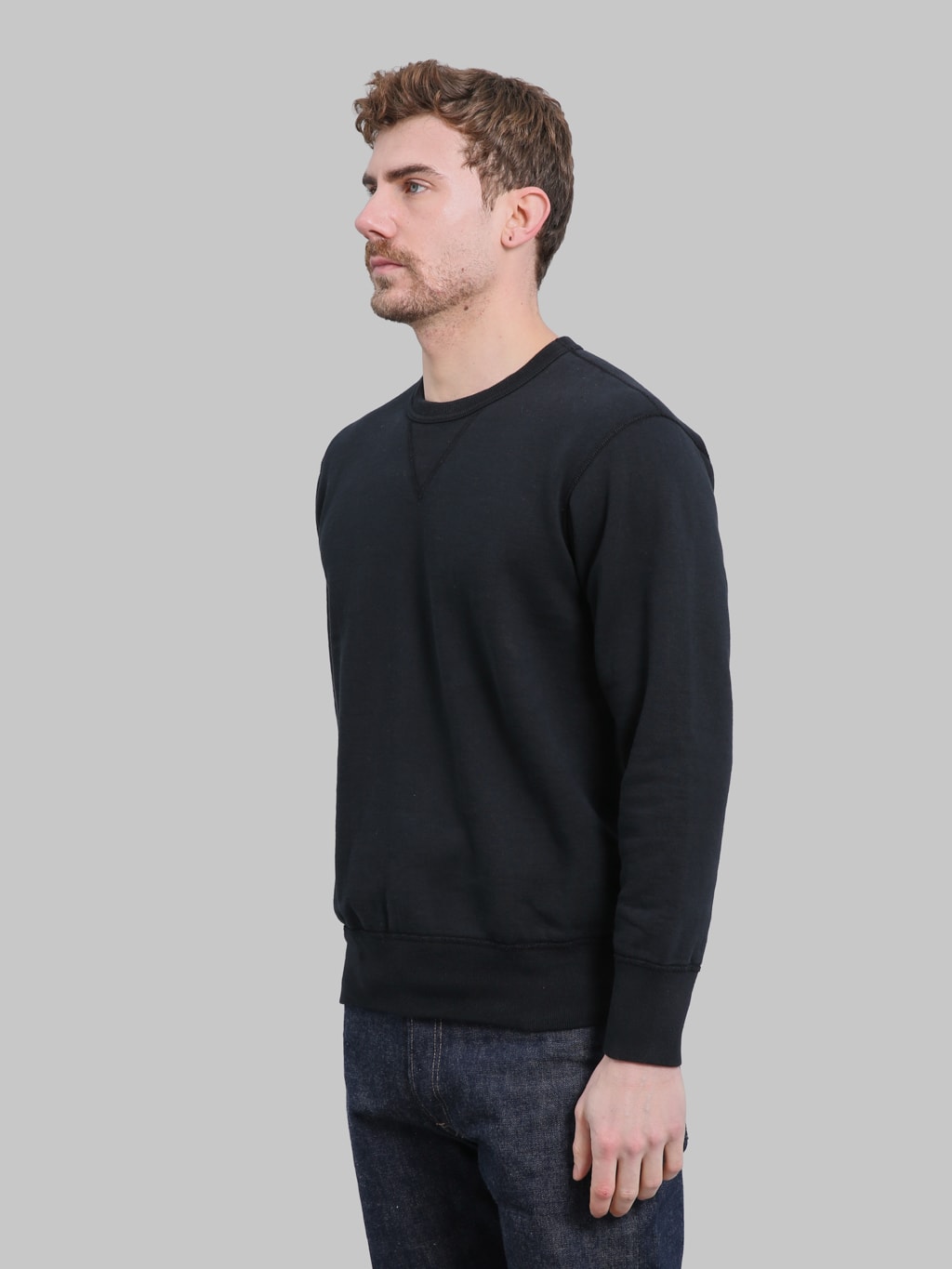 Deluxeware S101-00 Flat Seam Plain Sweatshirt Core Black