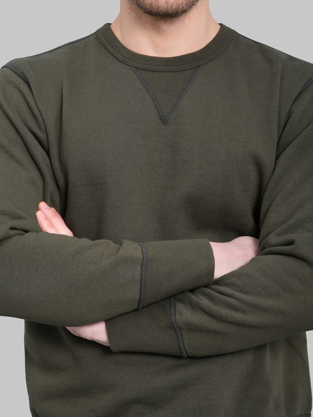 Deluxeware S101-00 Flat Seam Plain Sweatshirt Olive