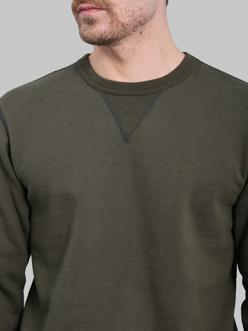 Deluxeware S101-00 Flat Seam Plain Sweatshirt Olive