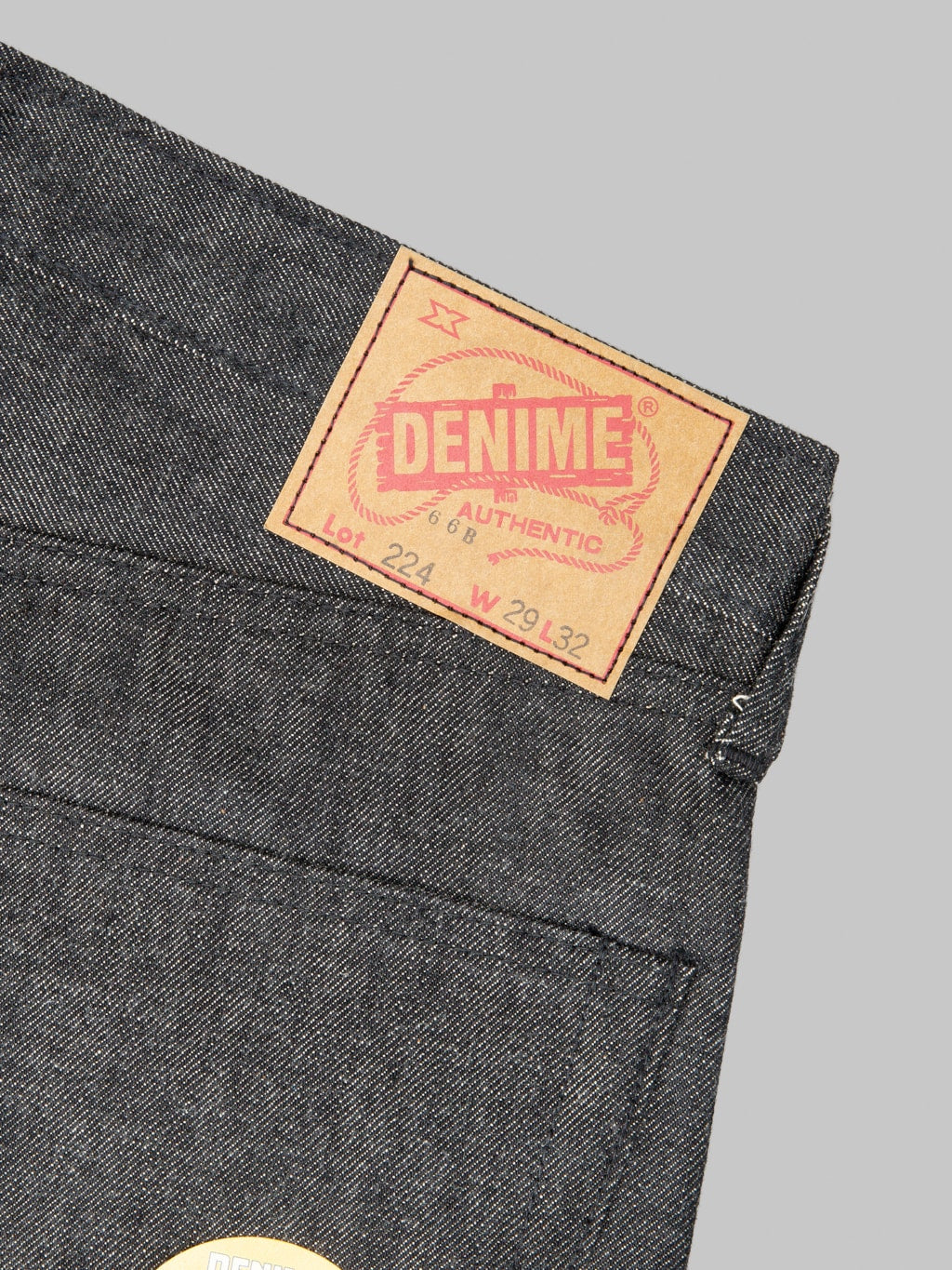 Denime By Warehouse 224 66B Model  Regular Straight Jeans Black leather patch