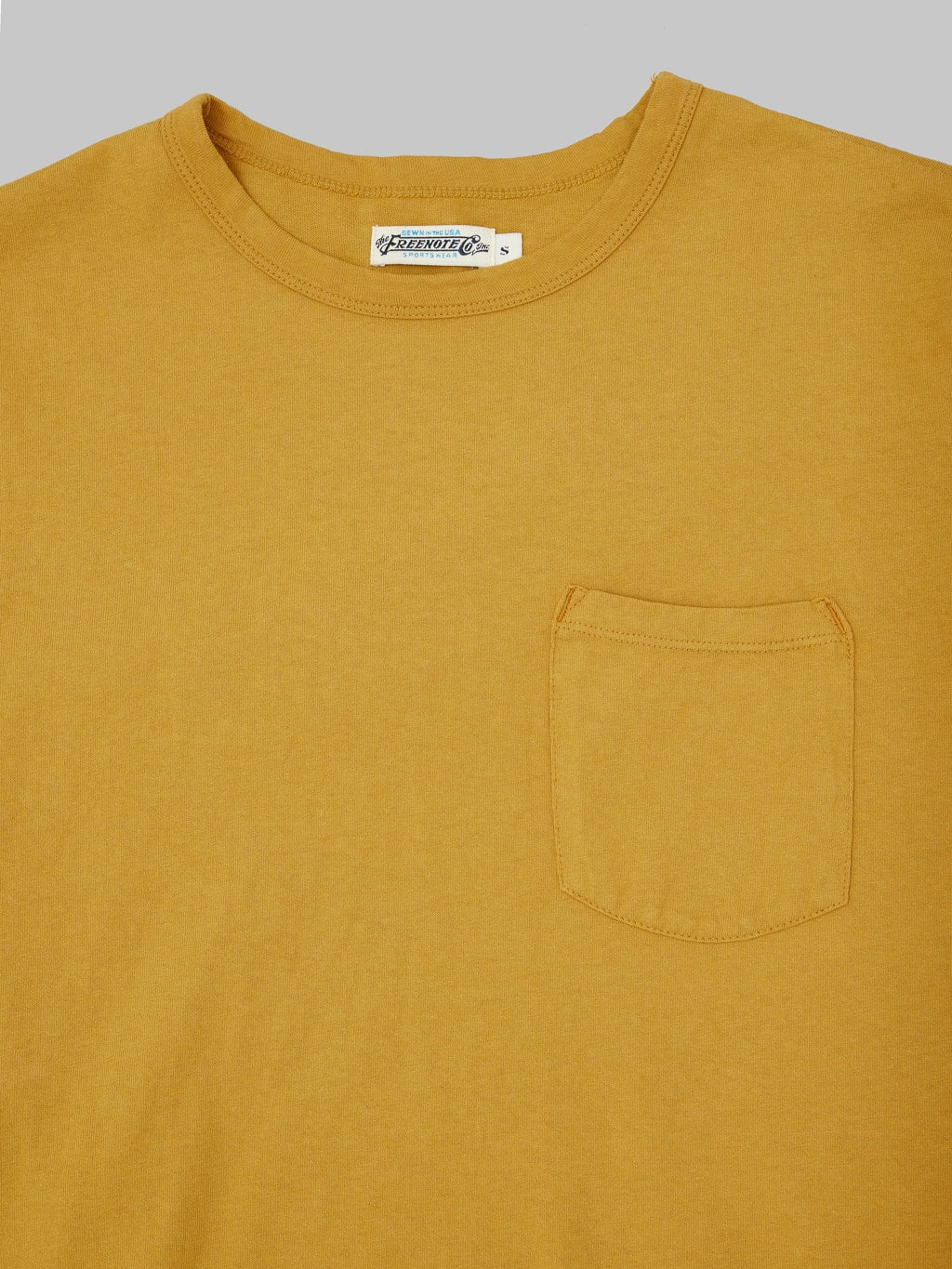freenote cloth 9 ounce pocket t shirt mustard heavyweight 100 cotton