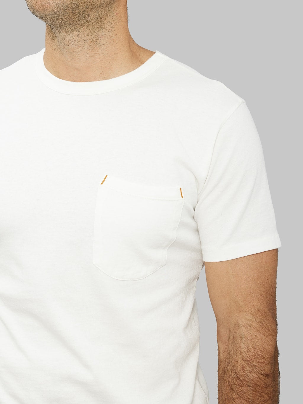 freenote cloth 9 ounce pocket t shirt white  sleeve details