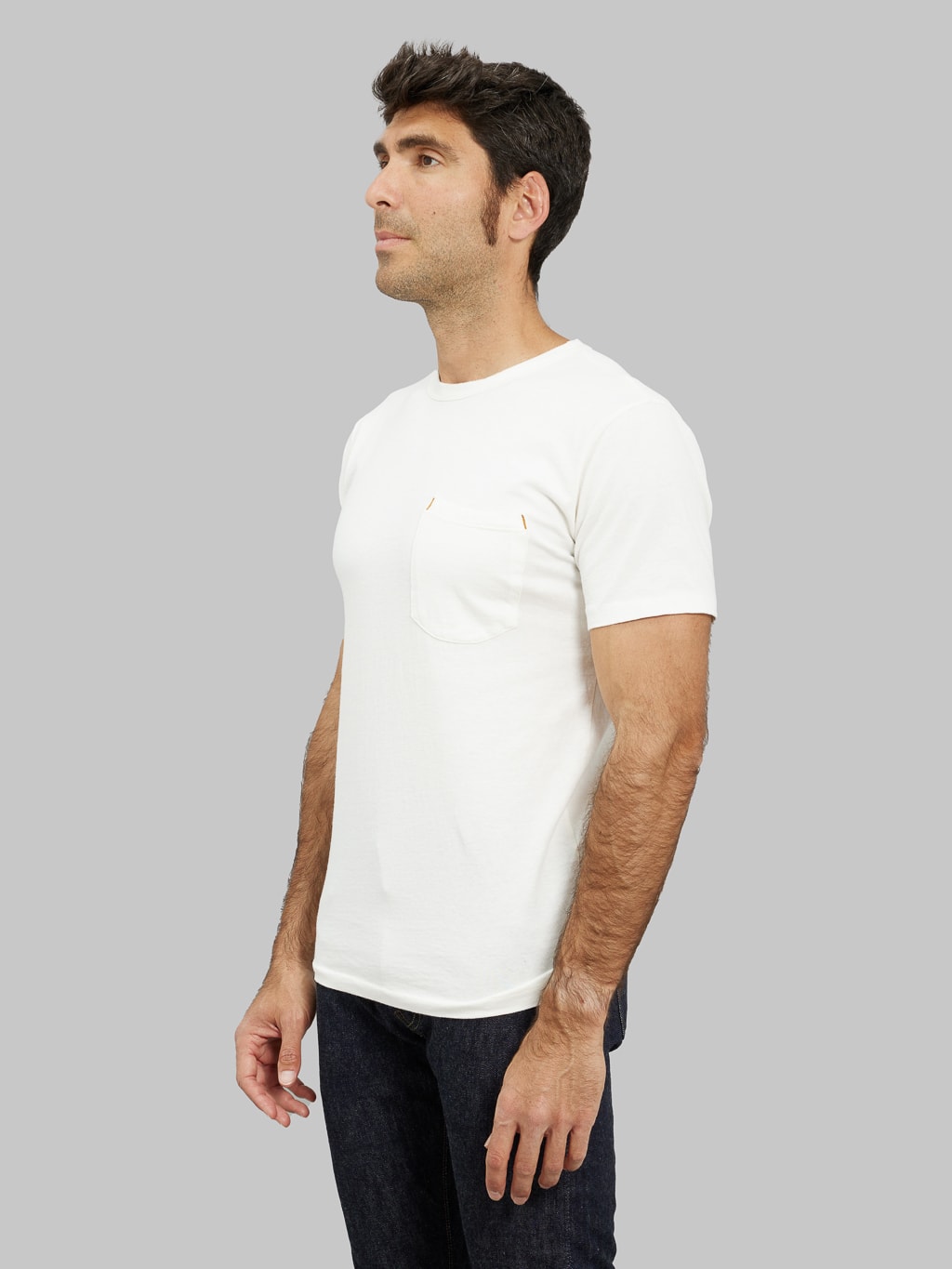 freenote cloth 9 ounce pocket t shirt white side look