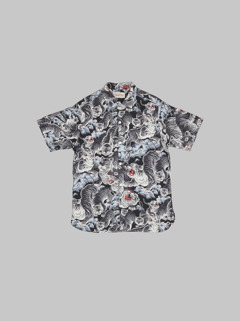 freenote cloth black tigers aloha shirt linen front