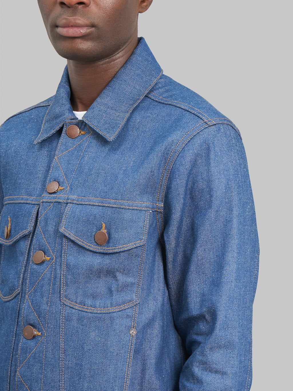 freenote cloth classic denim jacket vintage blue denim  front details