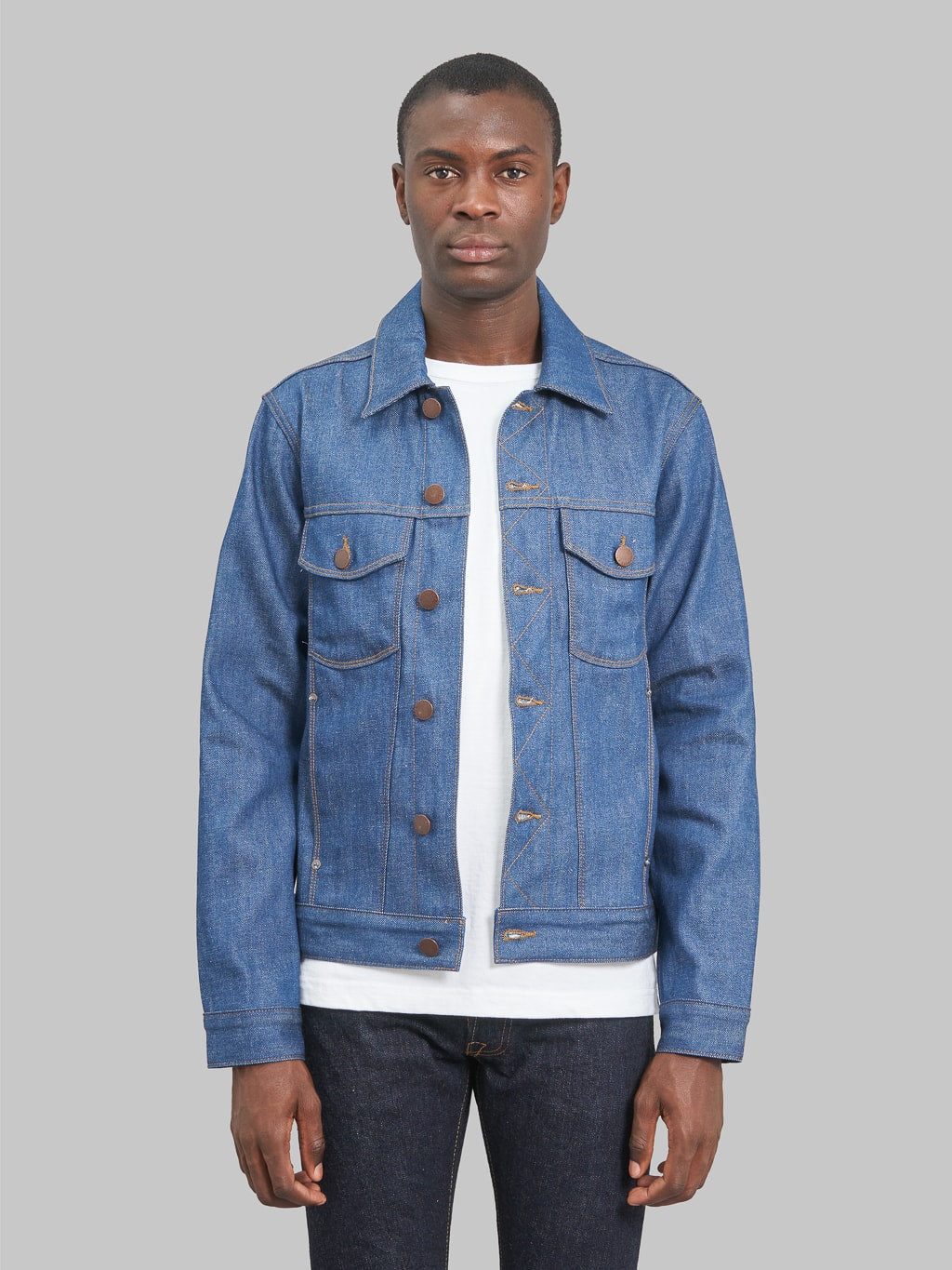 freenote cloth classic denim jacket vintage blue denim front fit