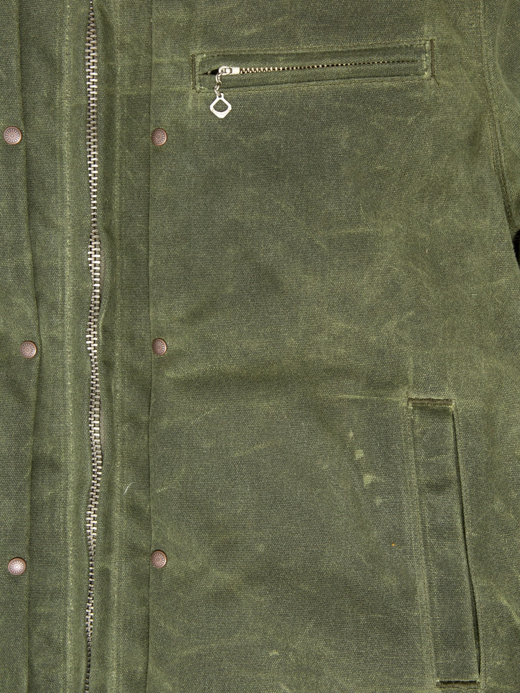 Freenote Cloth RJ2 Waxed Canvas 20oz Shearling Jacket Olive zip