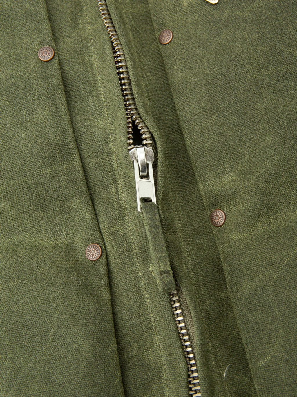 Freenote Cloth RJ2 Waxed Canvas 20oz Shearling Jacket Olive  metal trims
