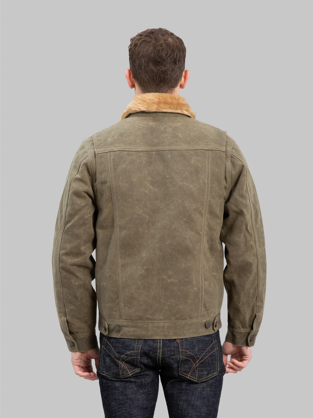 Freenote Cloth RJ-2 Waxed Canvas Tobacco Shearling Jacket | Ultra Warm
