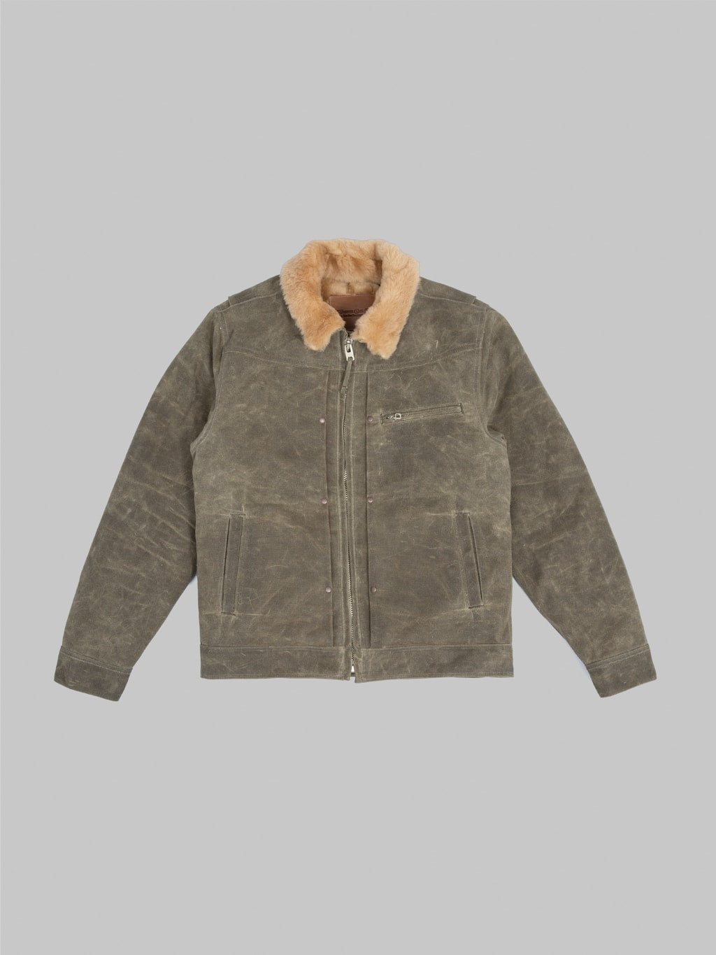 Freenote Cloth RJ-2 Waxed Canvas Tobacco Shearling Jacket | Ultra Warm