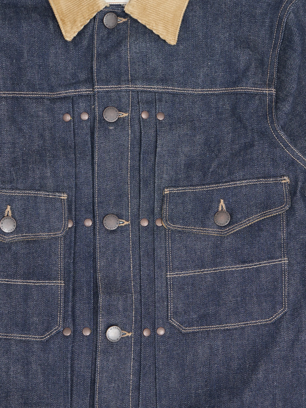 freenote cloth rj 313 ounce indigo selvedge denim jacket  chest closeup