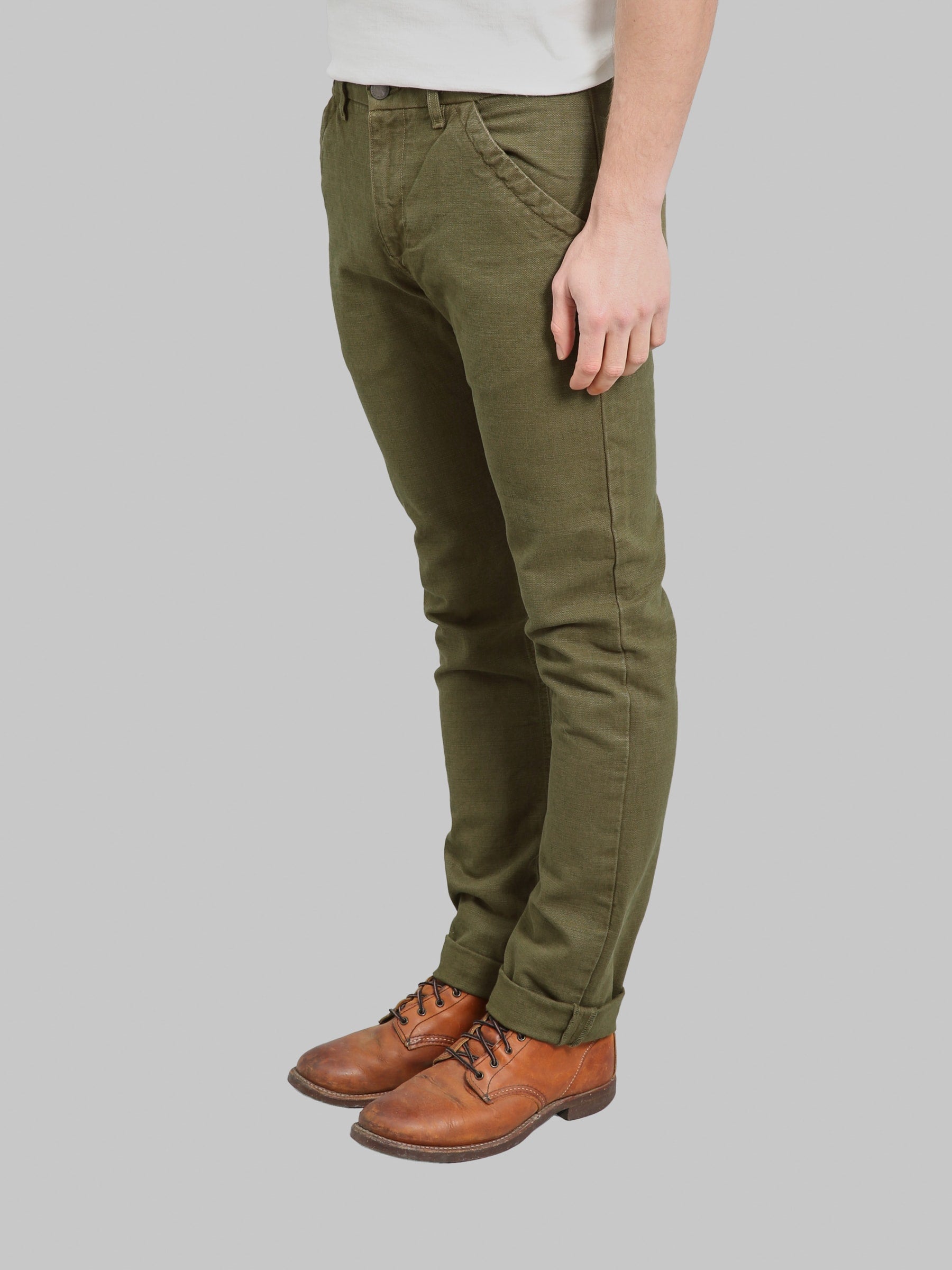 Freenote Cloth Workers Chino Slim Fit 14oz Slub Army Green