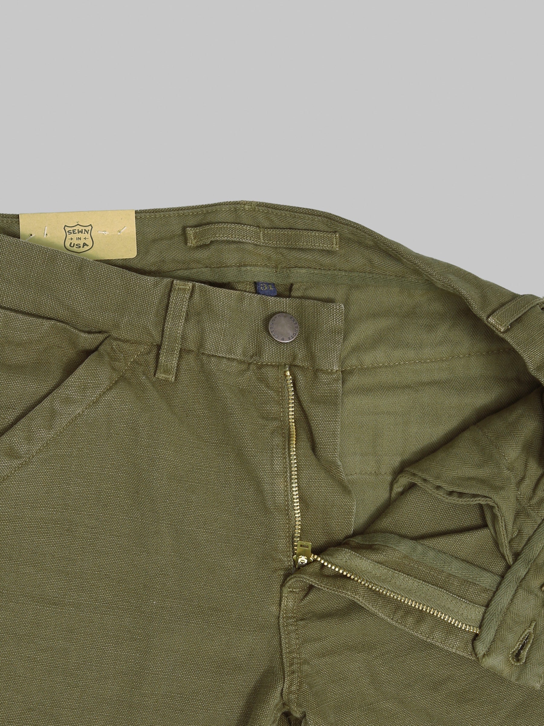 Freenote Cloth Workers Chino Slim Fit 14oz Slub Army Green