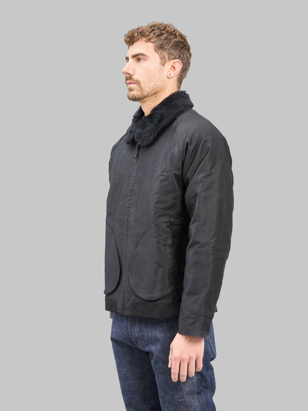 Freenote Mariner Heavy Jacket Black side fit