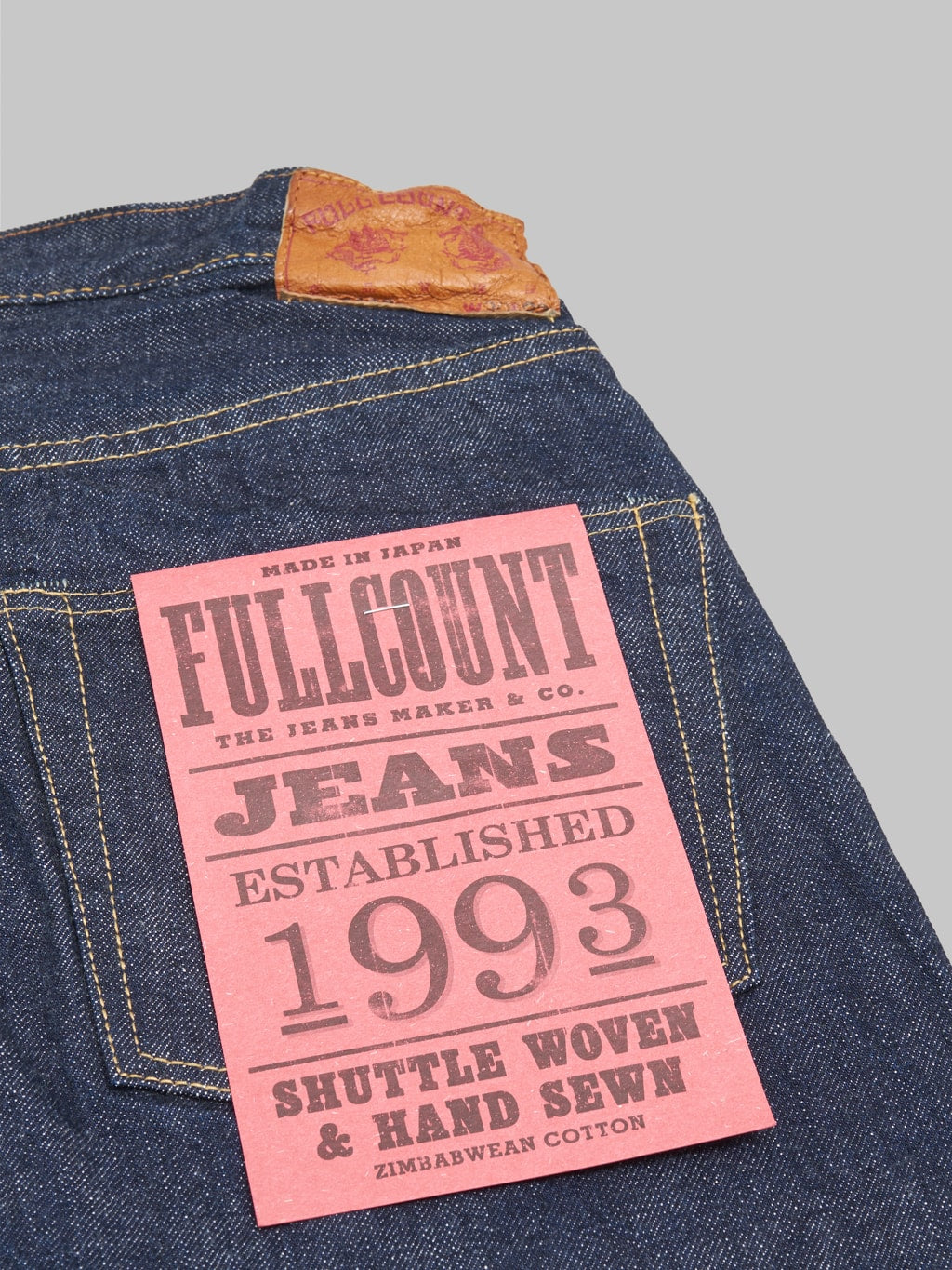 fullcount 0105 wide selvedge denim  back pocket