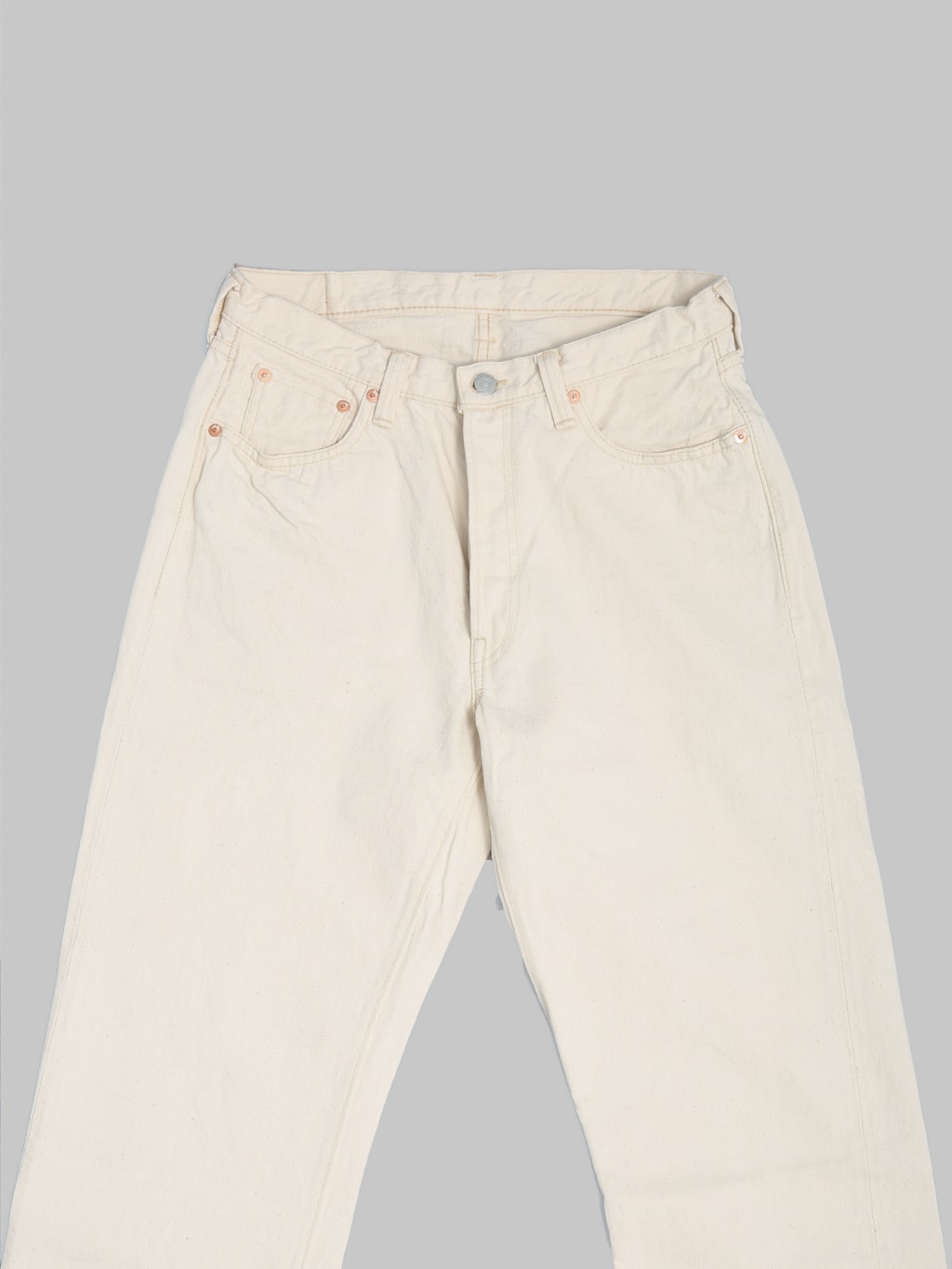 Fullcount 0105EC 13oz Ecru Selvedge Wide Straight Jeans front details