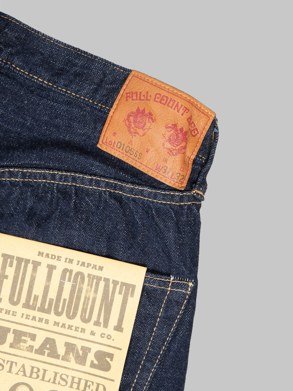 Fullcount 0105SSW Wide Straight Jeans Super Smooth leather patch