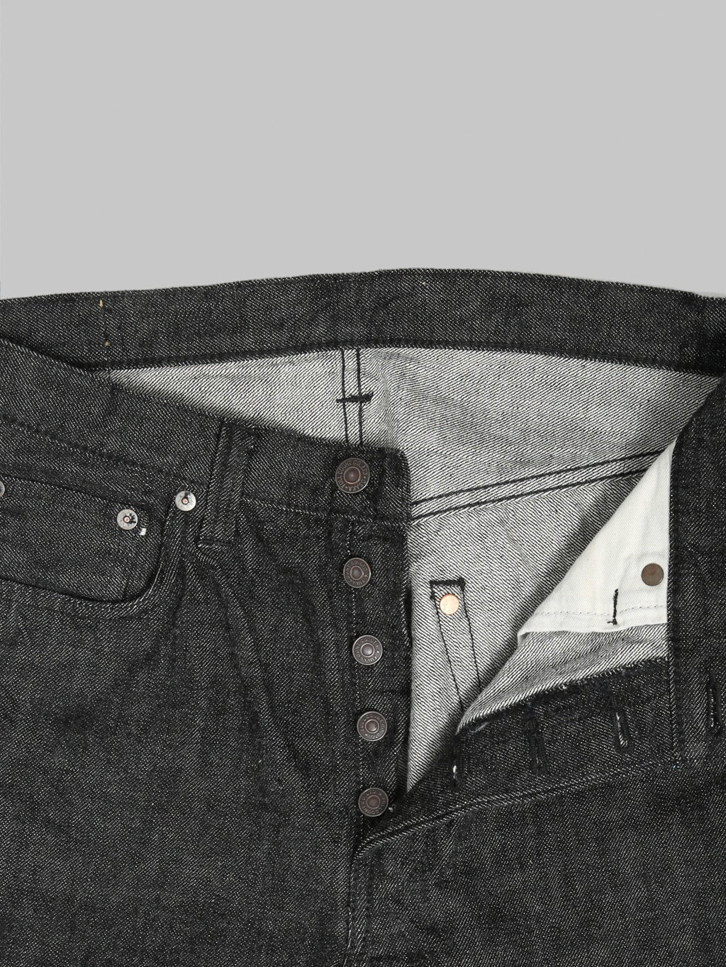 Fullcount 1101BK  Regular Straight Black Jeans buttons