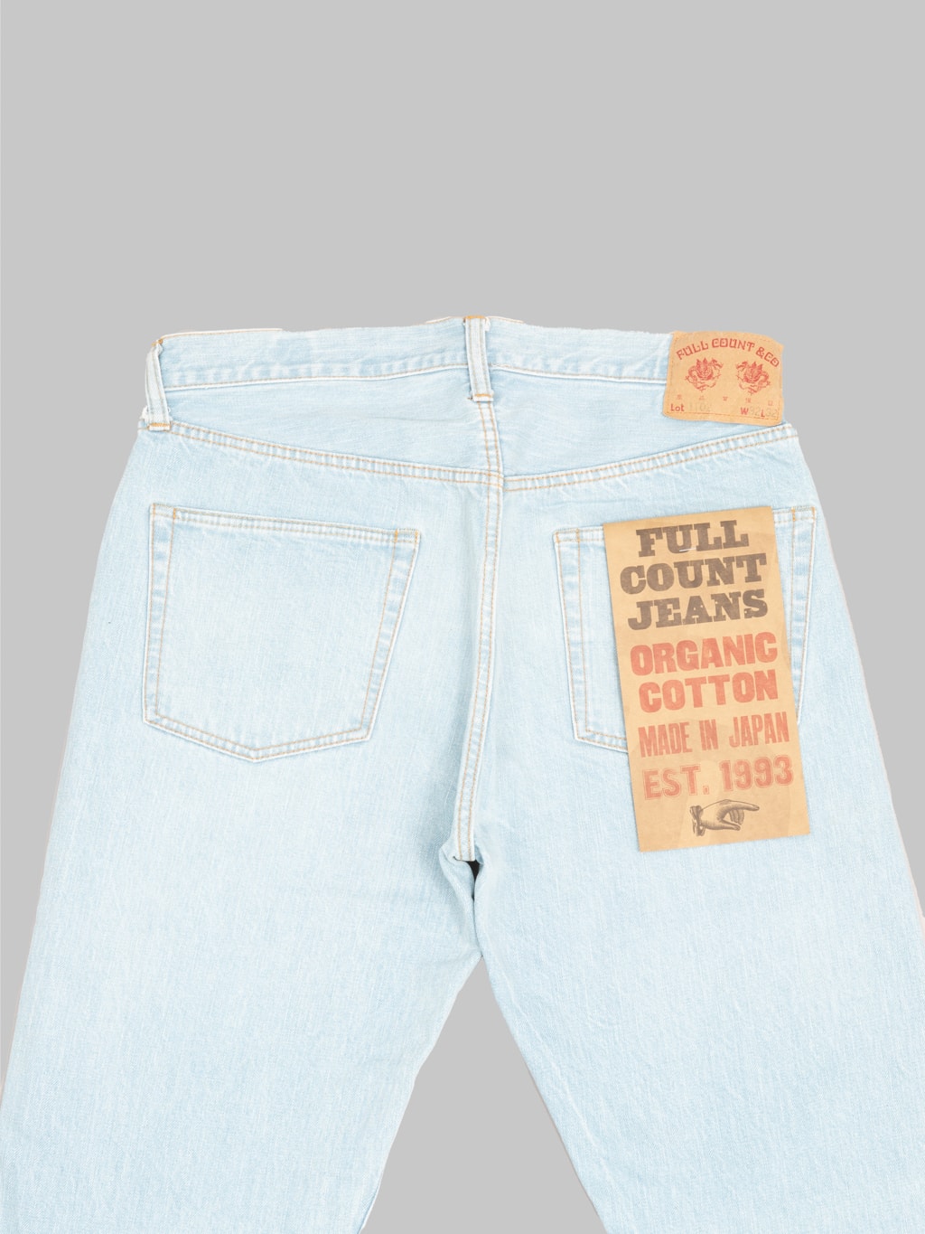 fullcount 1102 paris by air regular straight selvedge jeans back details