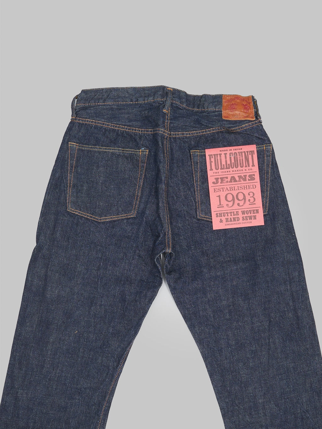 fullcount 1103 clean straight selvedge denim jeans back pockets