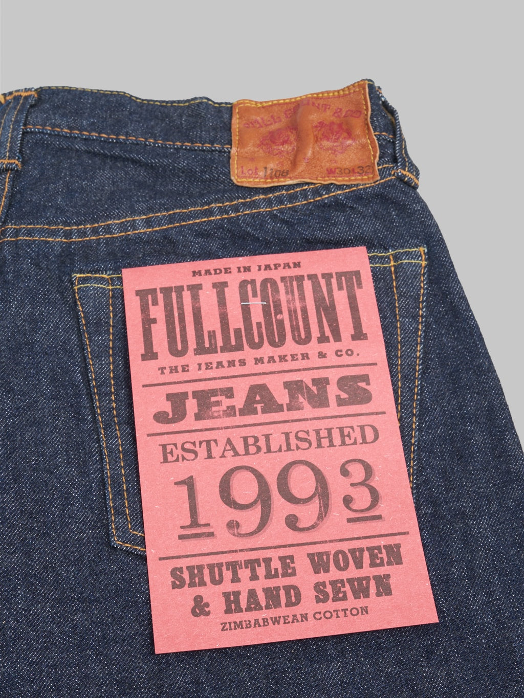 fullcount 1108w slim straight selvedge jeans pocket flasher