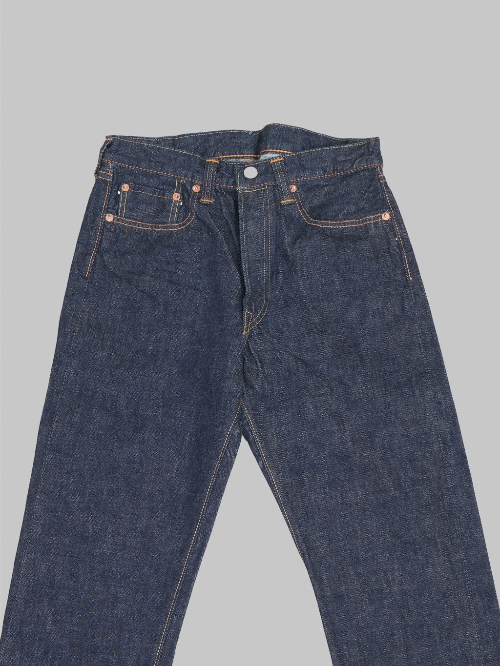 fullcount 1108w slim straight selvedge jeans front details