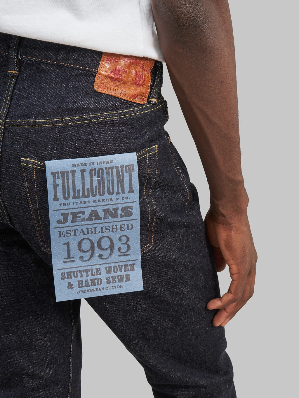 fullcount 1110xxw tapered selvedge jeans pocket details