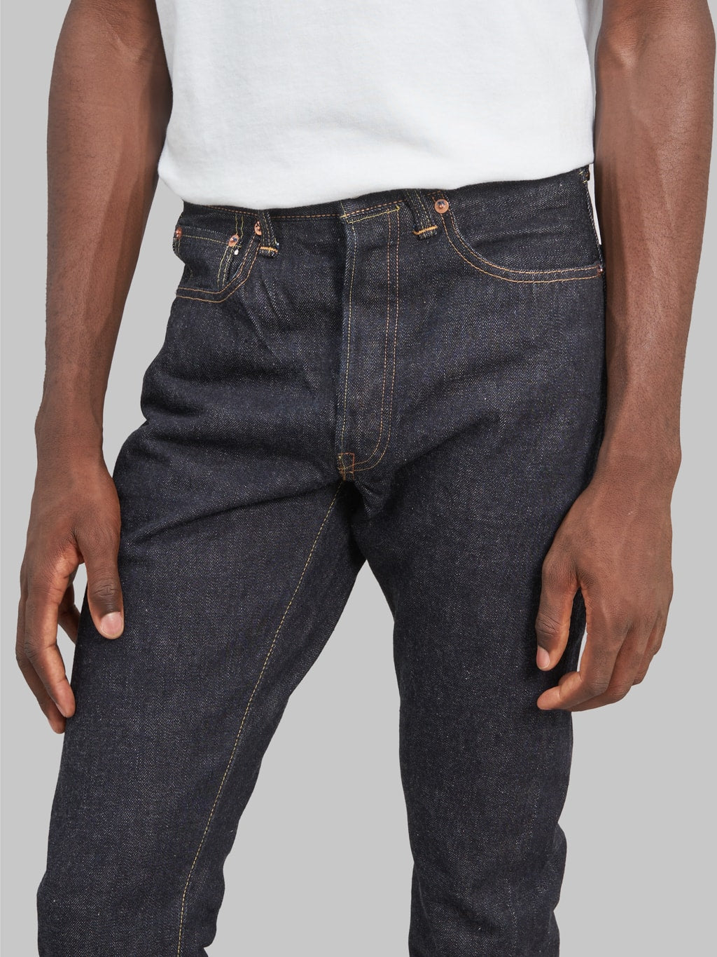 fullcount 1110xxw tapered selvedge jeans waist