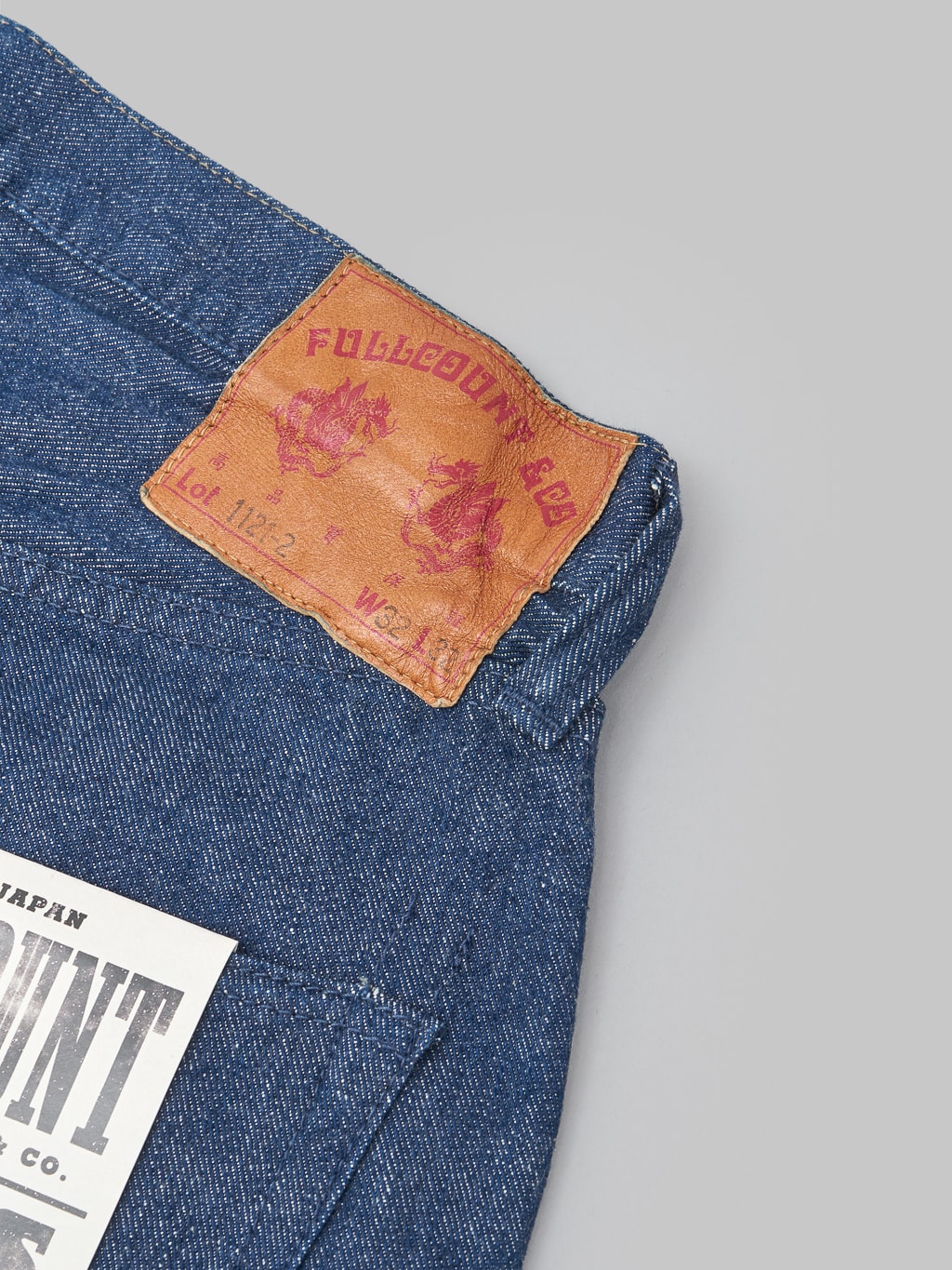 fullcount 1121 duke original selvedge denim super wide jeans leather patch