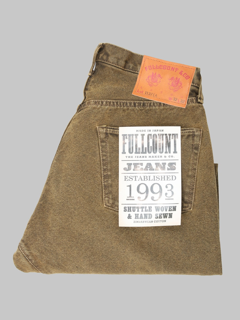 Fullcount 1137CA Duke 3 Brown Canvas Super Wide Straight Jeans
