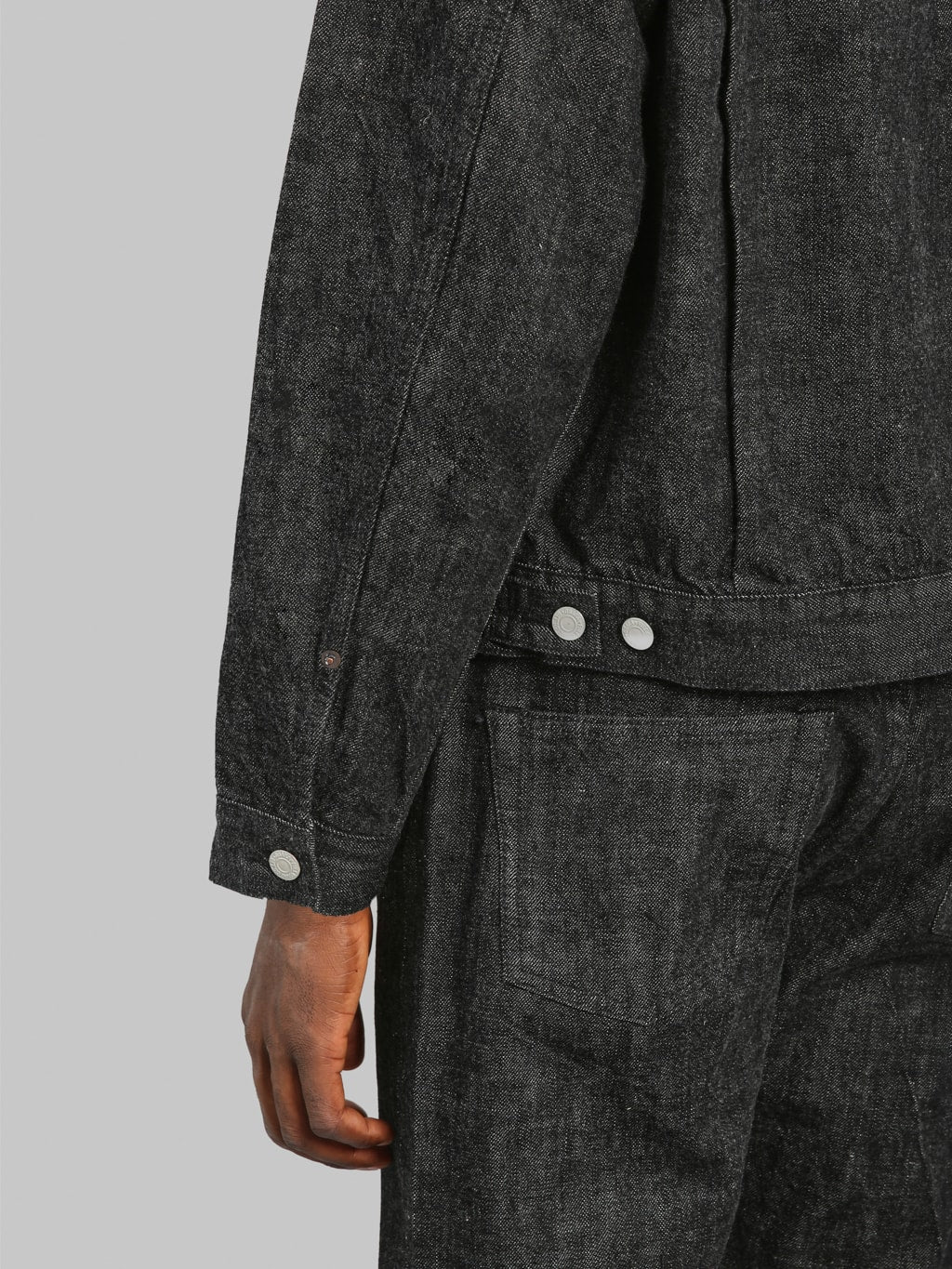 Fullcount 2102BK  Type 2 Black Denim Jacket cuff