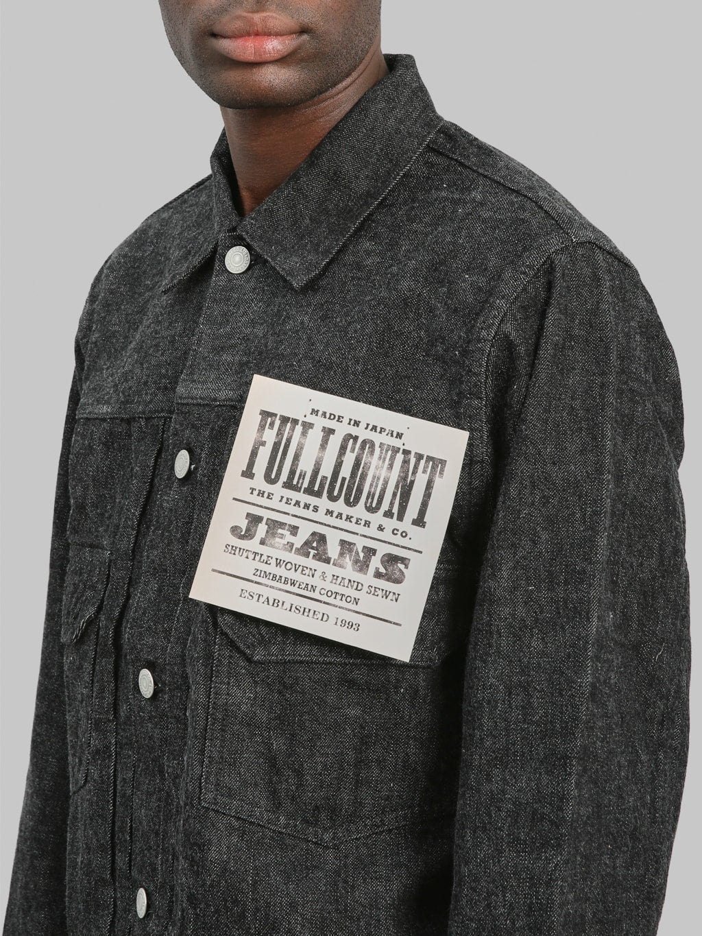 Fullcount 2102BK  Type 2 Black Denim Jacket chest