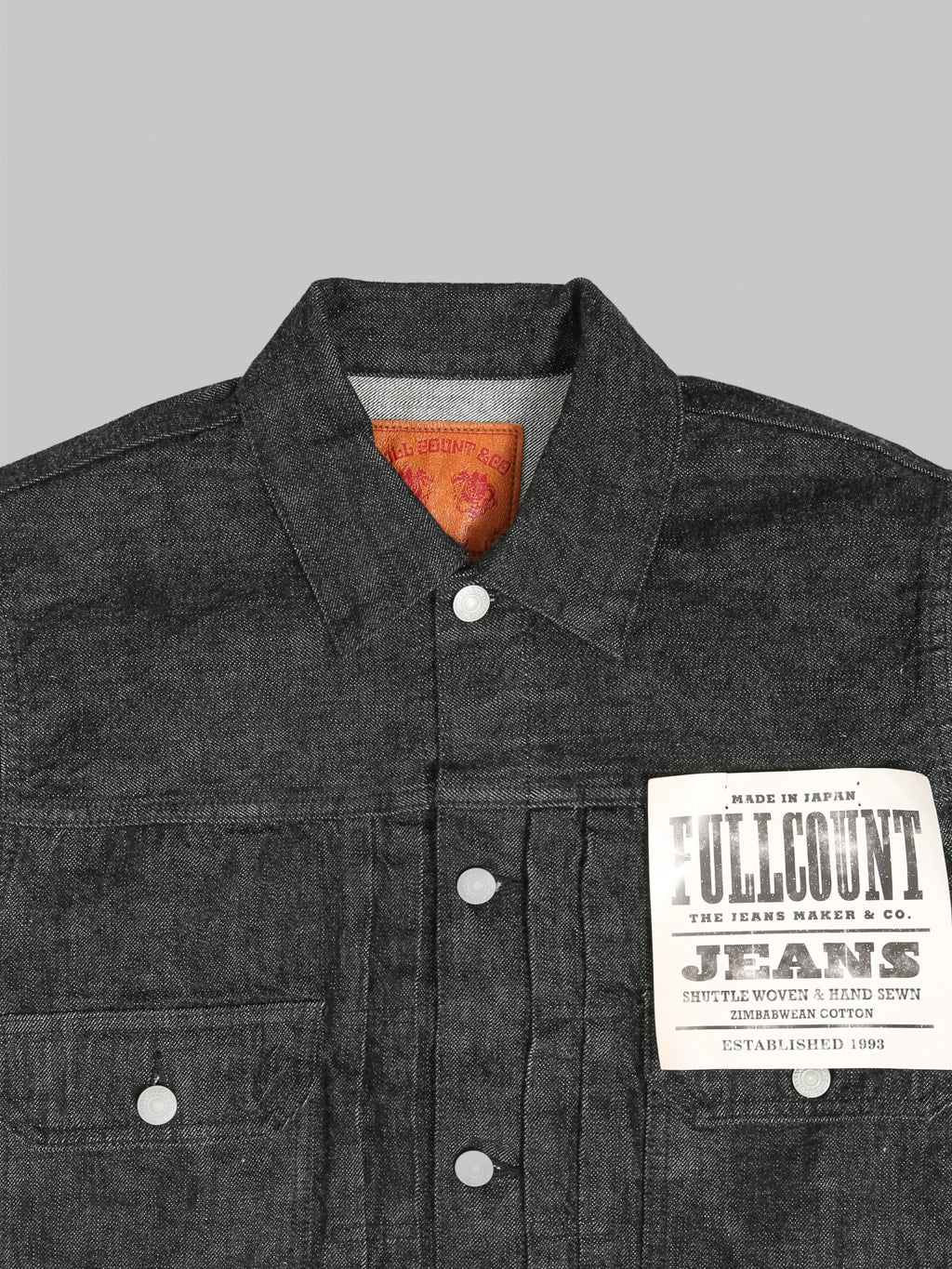 Fullcount 2102BK  Type 2 Black Denim Jacket front pockets