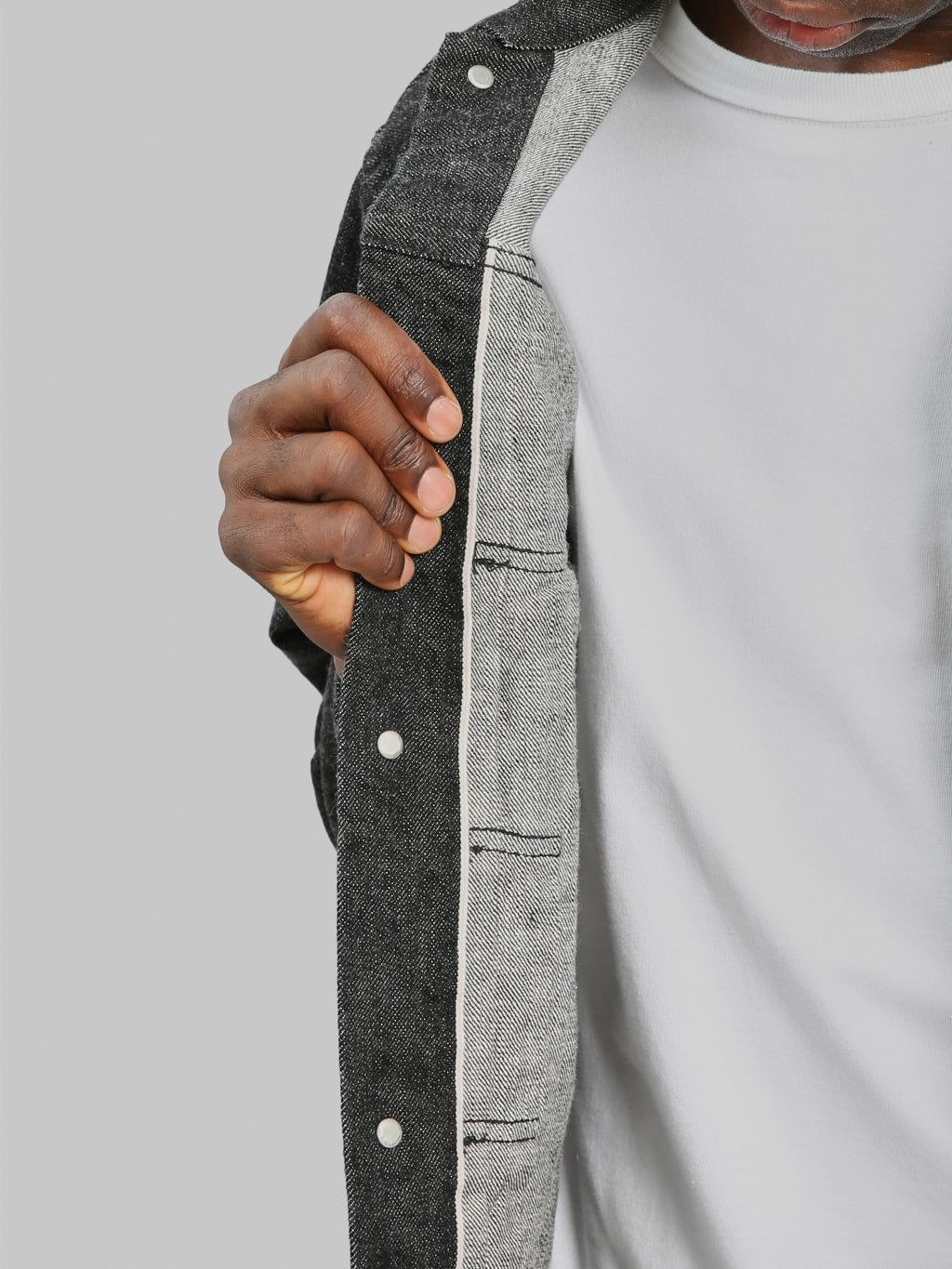 Fullcount 2102BK  Type 2 Black Denim Jacket interior selvedge