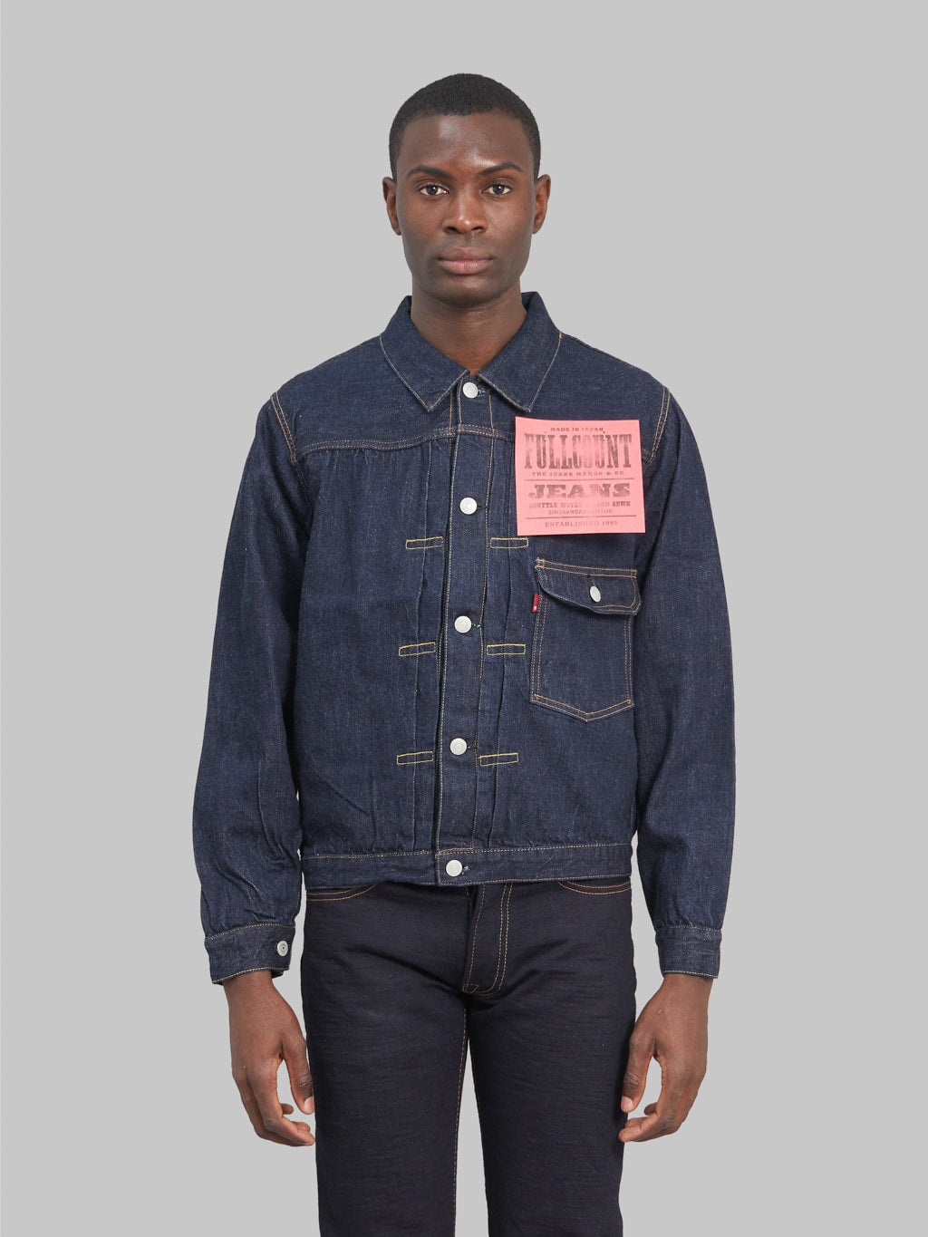 fullcount 2107 type 1 denim jacket selvedge denim  front look buttoned