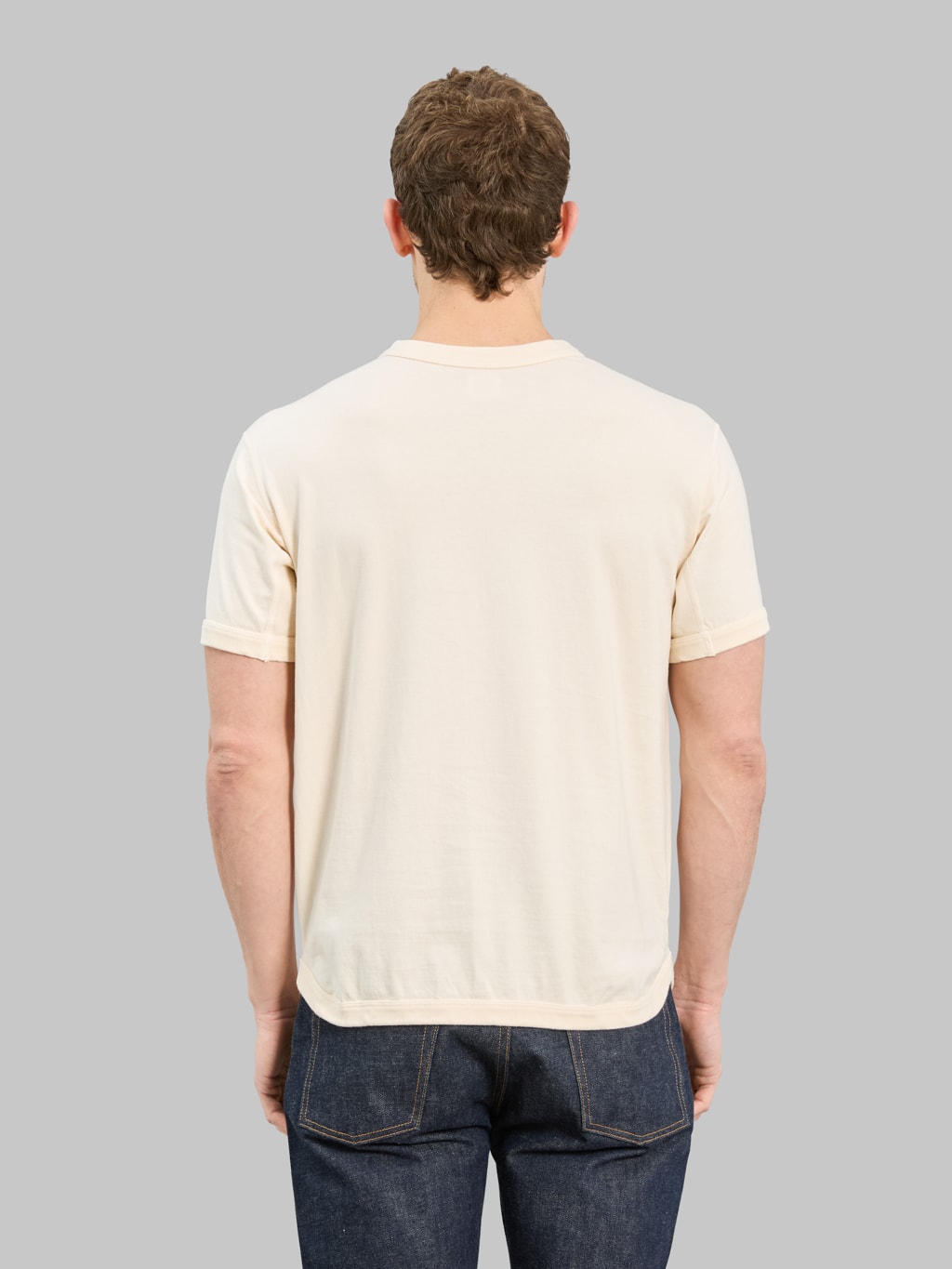 Fullcount 5222 Flat Seam Heavyweight TShirt Ecru back fit