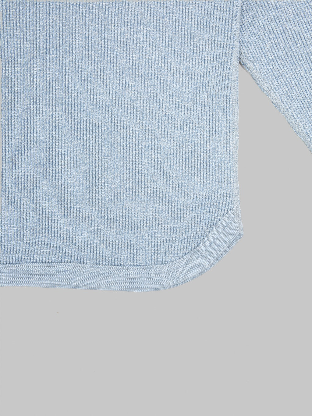 fullcount twisted heather waffle thermal tshirt heather blue hem