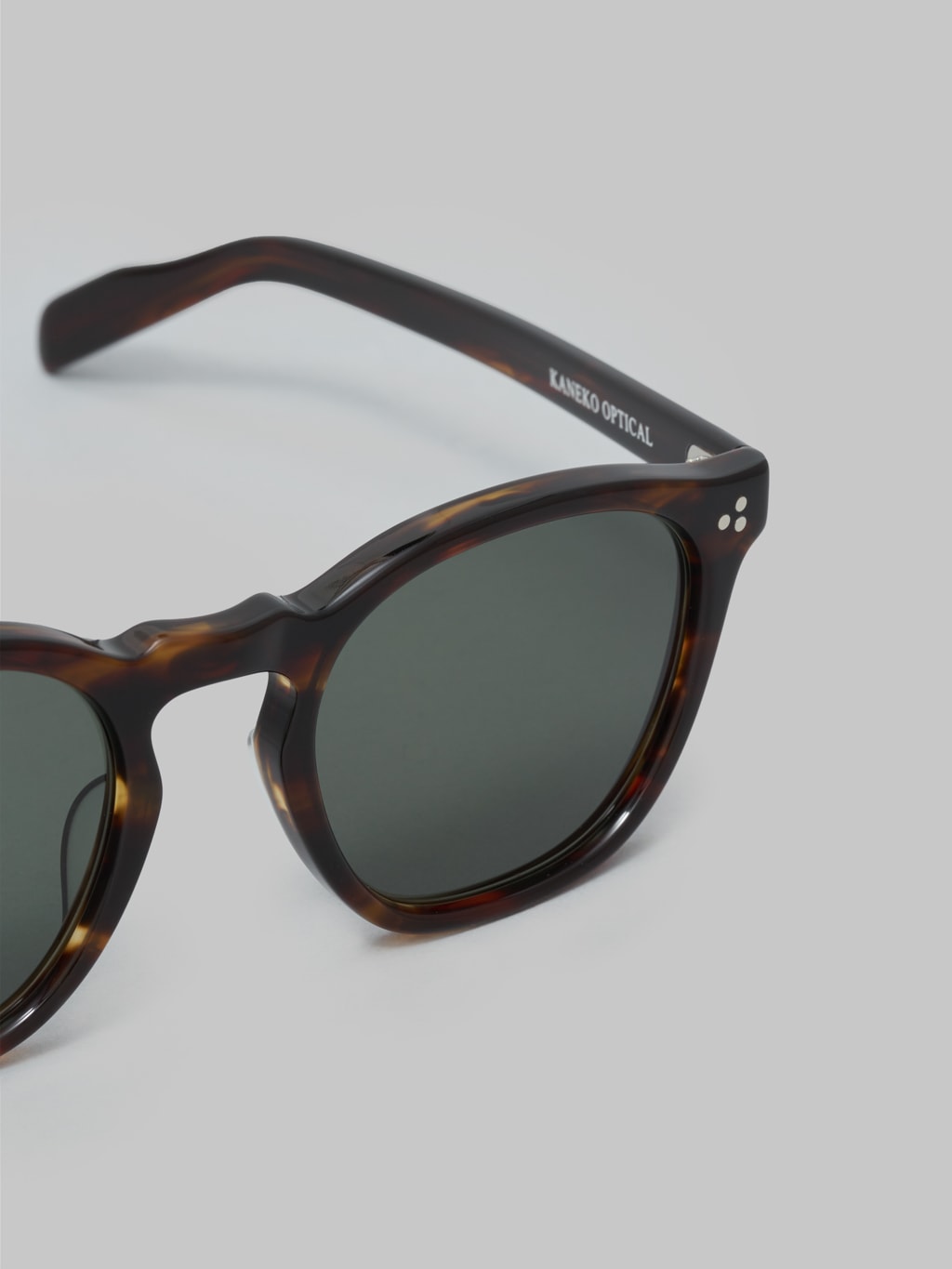 fullcount x kaneko optical old parisien sunglasses brown lenses closeup