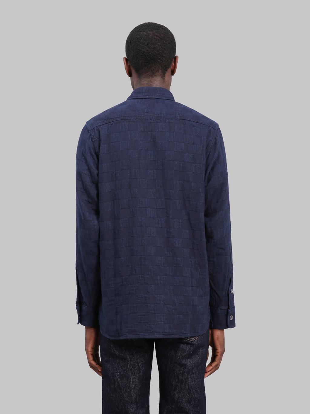 Graph Zero Officer Indigo Plaid Long Sleeve Shirt back look