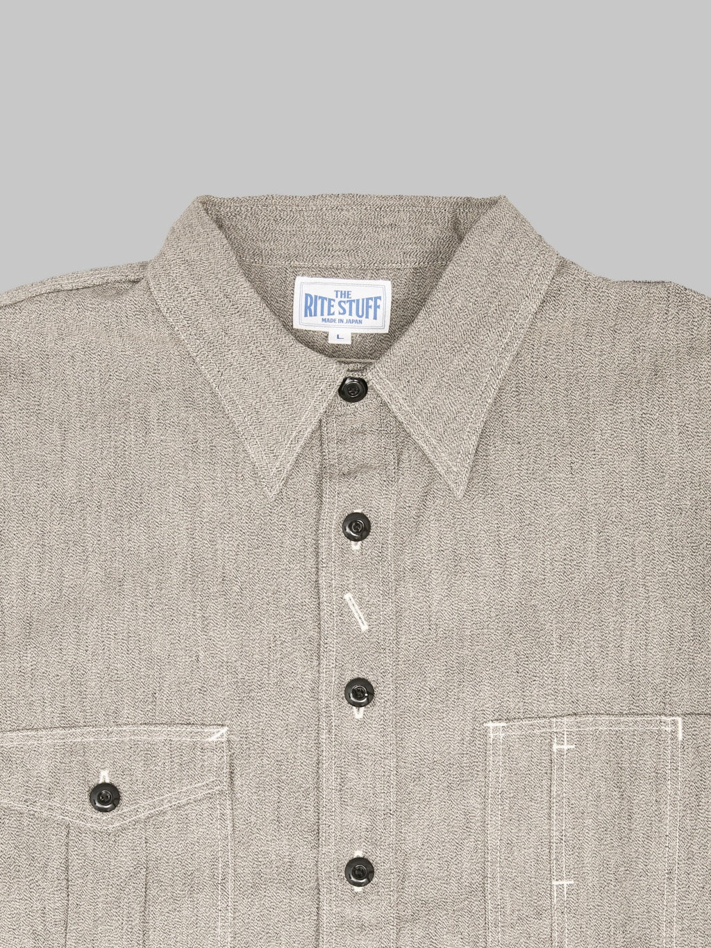 The Rite Stuff Railhead Engineer Selvedge Salt & Pepper Work Shirt Iron Grey