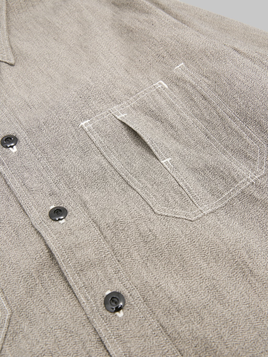 The Rite Stuff Railhead Engineer Selvedge Salt & Pepper Work Shirt Iron Grey